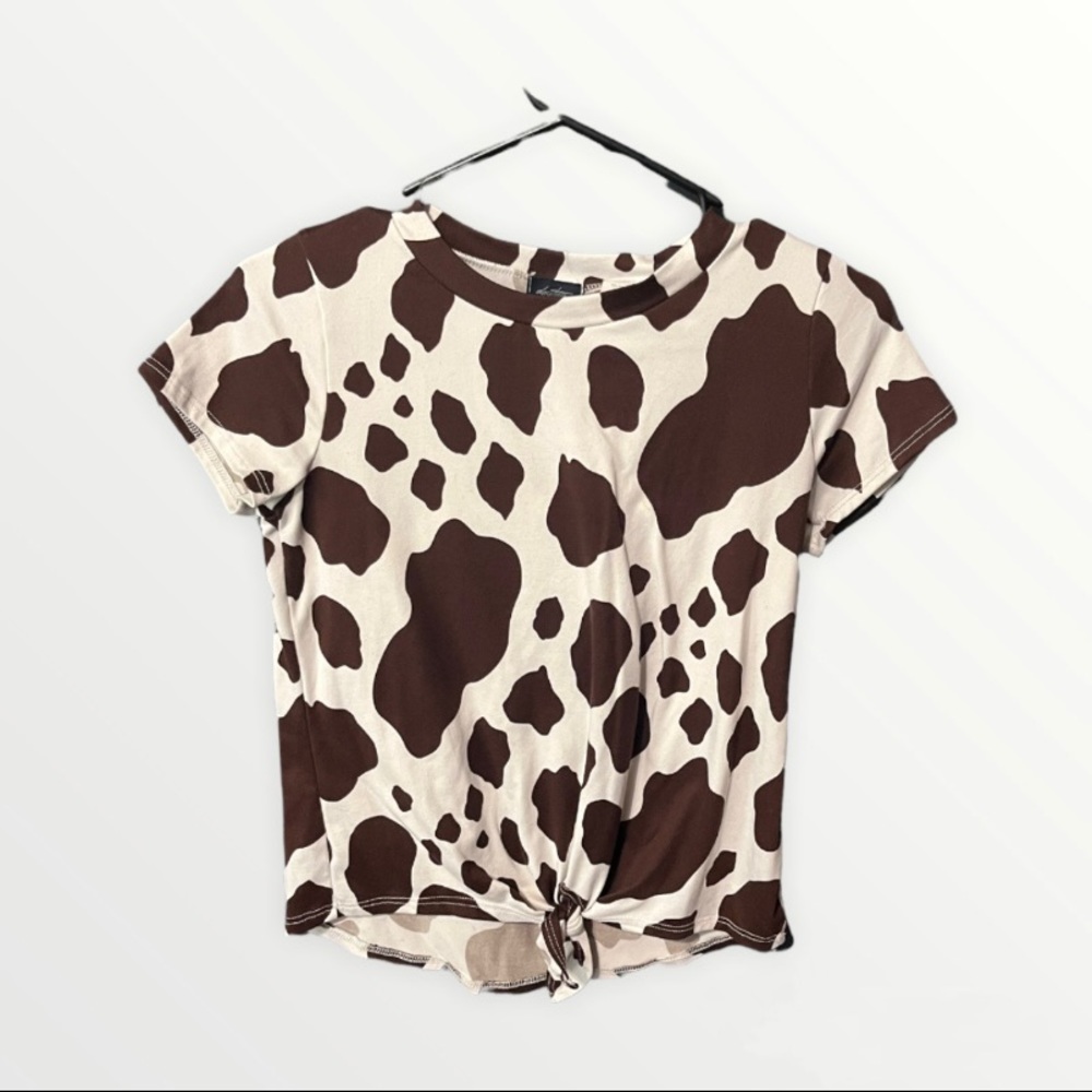 Cow Print Tie Tee